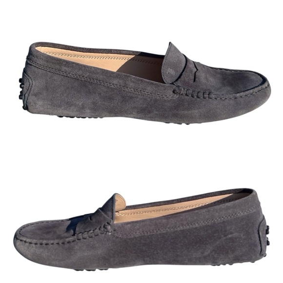 Tod’s Gommino Driving Shoes Gray Suede Euro Size 37.5 US 7.5 Moccasins Mocs tods - Picture 2 of 12
